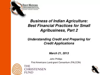 Business of Indian Agriculture:  Best Financial Practices for Small  Agribusiness, Part 2