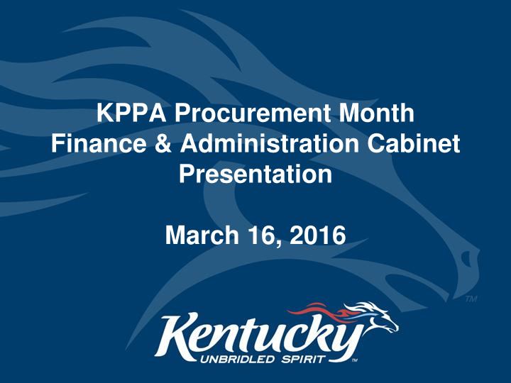 kppa procurement month finance administration cabinet