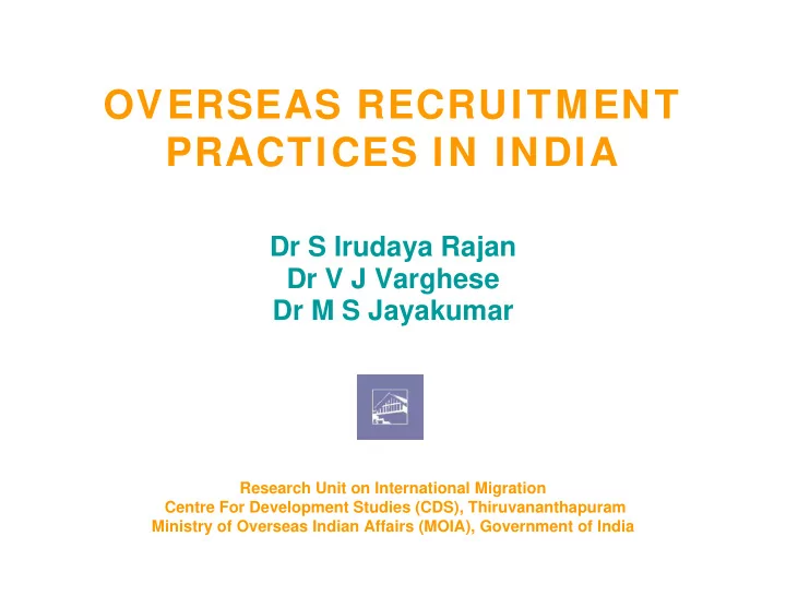 overseas recruitment practices in india