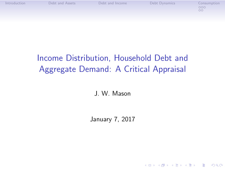 income distribution household debt and aggregate demand a