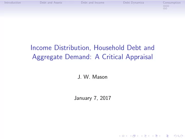 income distribution household debt and aggregate demand a