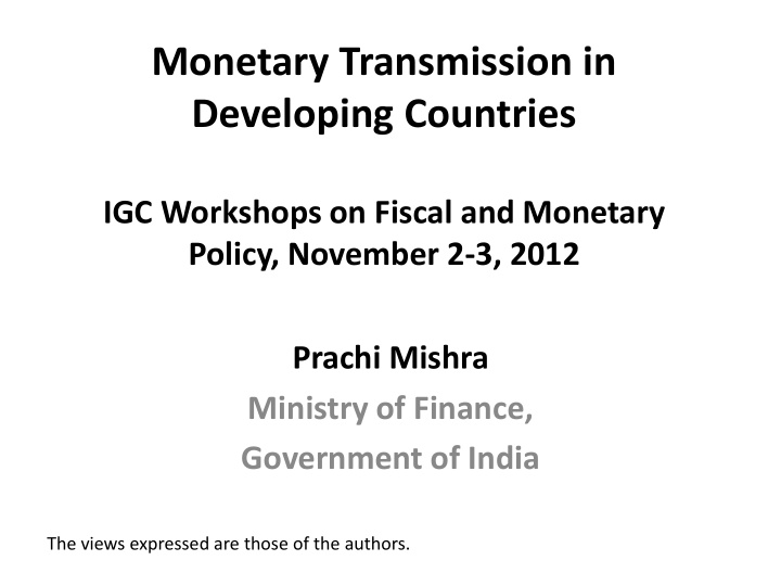 monetary transmission in developing countries