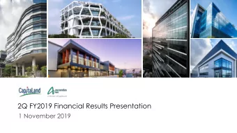 2Q FY2019 Financial Results Presentation  1 November 2019  Disclaimers This material shall be read