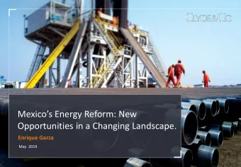 Mexicos Energy Reform: New  Opportunities in a Changing Landscape.  Enrique Garza  May  2019