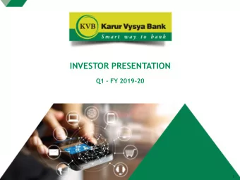 Business Performance  31.12.2018  1  DISCLAIMER This presentation has been prepared by Karur Vysya