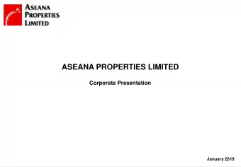 Corporate Presentation  January 2019  1  DISCLAIMER The information contained in this confidential