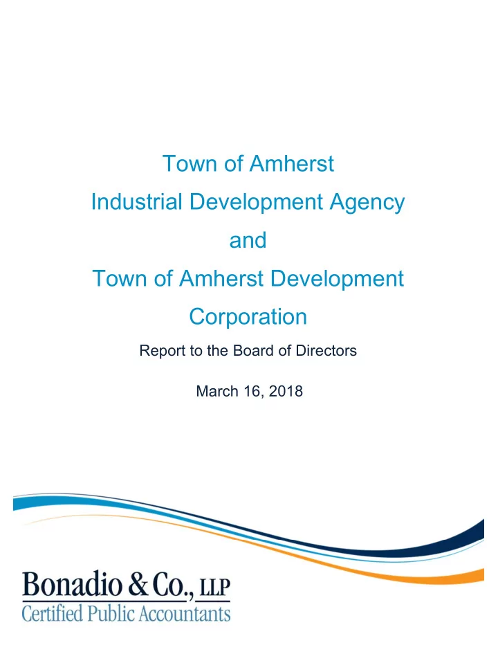 town of amherst industrial development agency and town of