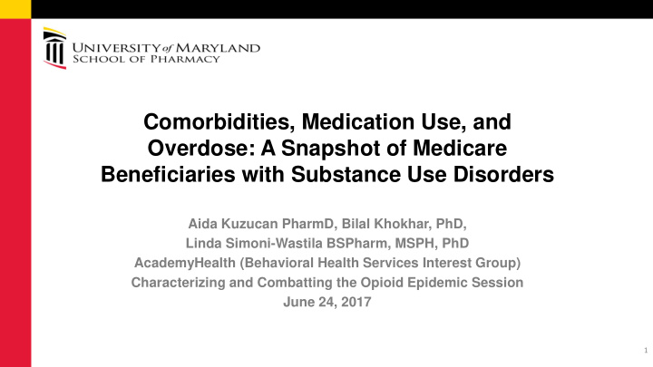 comorbidities medication use and overdose a snapshot of