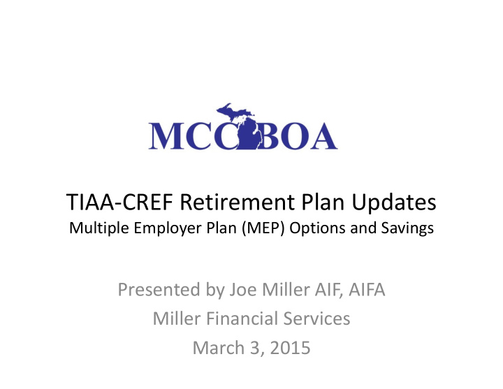 tiaa cref retirement plan updates