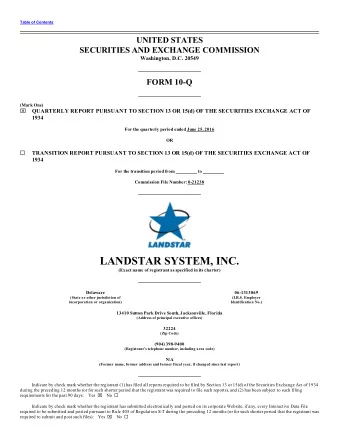 LANDSTAR SYSTEM, INC.  (Exact name of registrant as specified in its charter)  Delaware  06-1313069