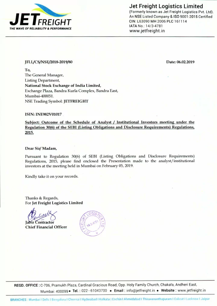 jet freight logistics limited