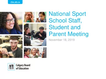 School Staff,  Student and  Parent Meeting  November 18, 2019  Agenda  Introductions