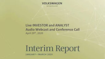 Analyst and Investor Conference 2020  Live INVESTOR and ANALYST  Audio Webcast and Conference Call