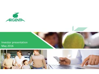 Investor presentation  May 2016  Disclaimer This presentation has been prepared by the management