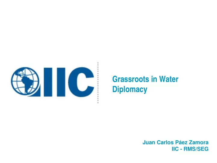 grassroots in water diplomacy