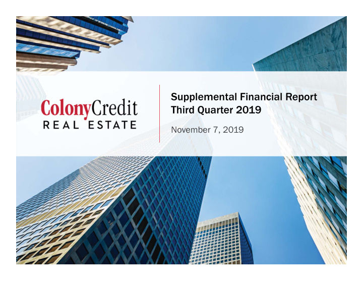 supplemental financial report third quarter 2019