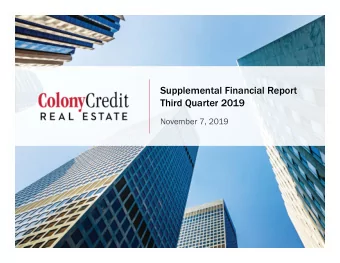 Supplemental Financial Report  Third Quarter 2019  November 7, 2019  1  CAUTIONARY STATEMENT