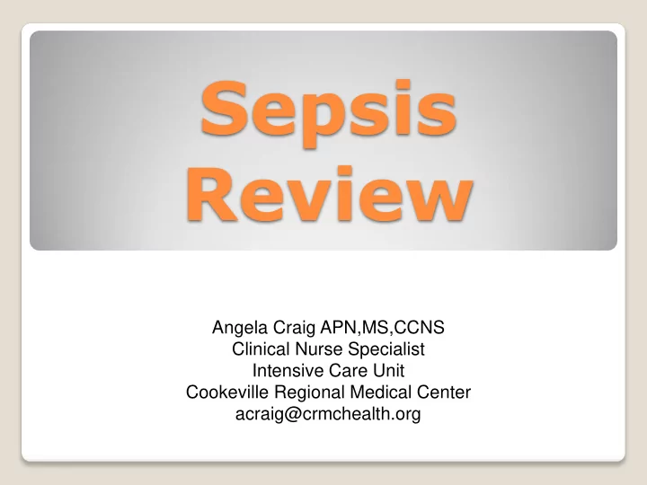 sepsis review
