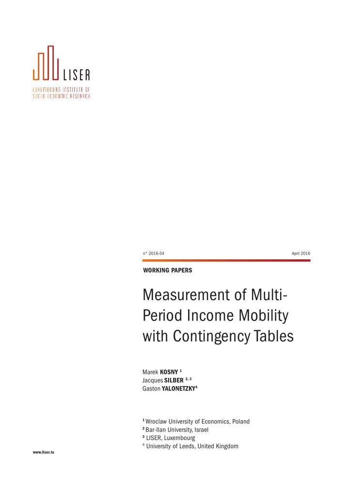 measurement of multi period income mobility with