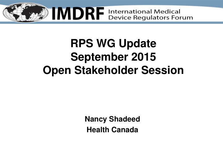 rps wg update september 2015