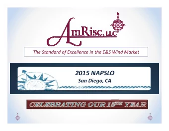 2015 NAPSLO  San Diego, CA  2015 NAPSLO Agenda  How are you doing?  Elite Producer