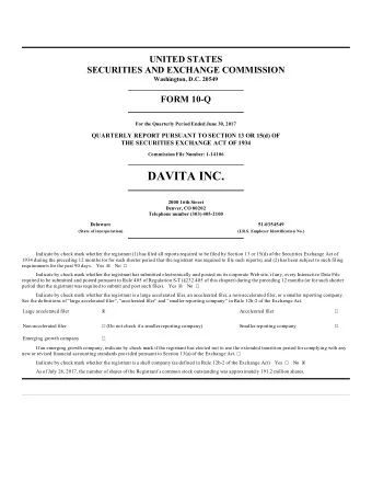 DAVITA INC.  2000 16th Street  Denver, CO 80202  Telephone number (303) 405-2100  Delaware