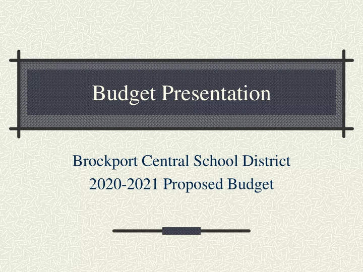 budget presentation