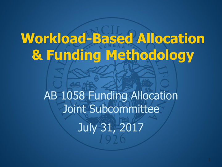 workload based allocation funding methodology
