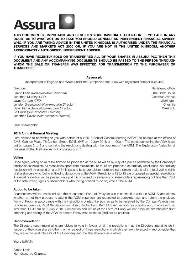 this document is important and requires your immediate
