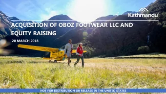 EQUITY RAISING  20 MARCH 2018  NOT FOR DISTRIBUTION OR RELEASE IN THE UNITED STATES