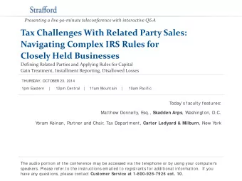 Tax Challenges With Related Party Sales:  Navigating Complex IRS Rules for  Closely Held Businesses