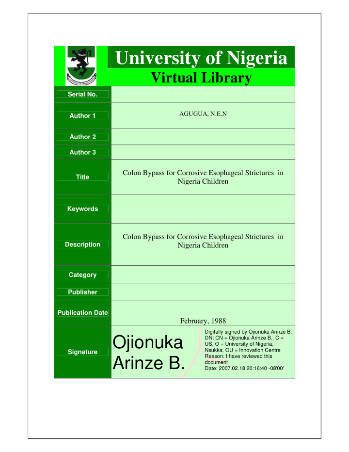 university of nigeria virtual library