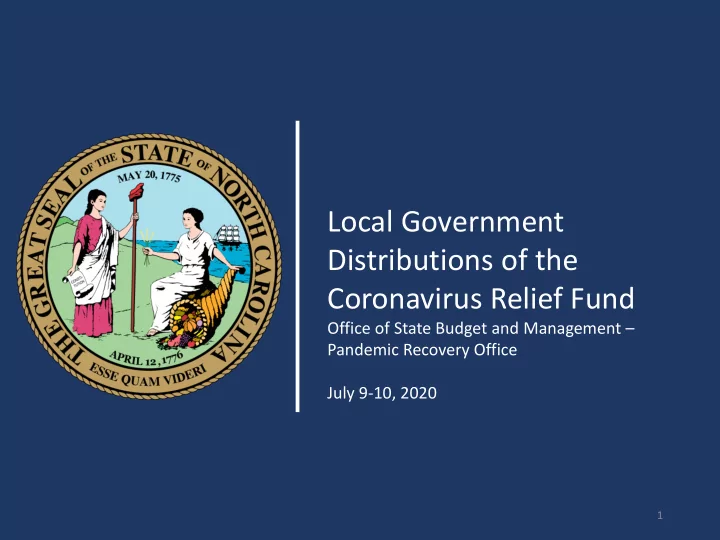 local government distributions of the coronavirus relief