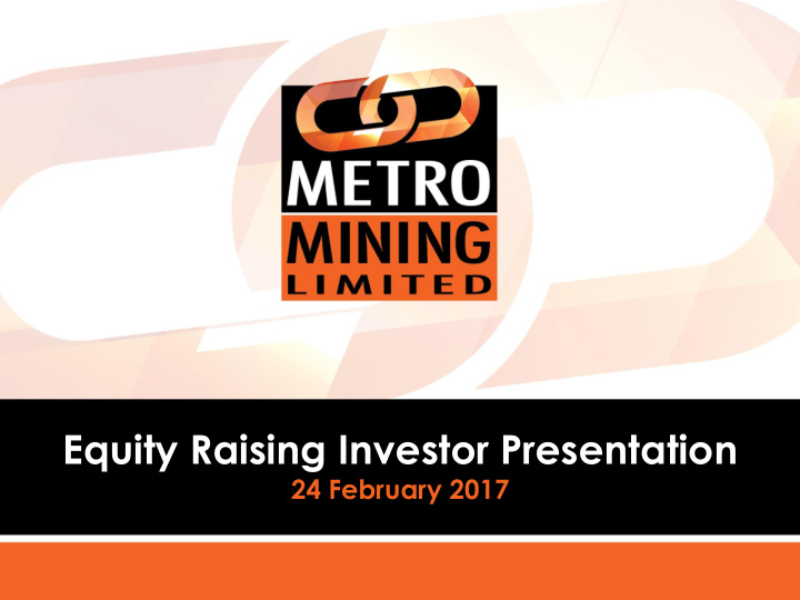 equity raising investor presentation