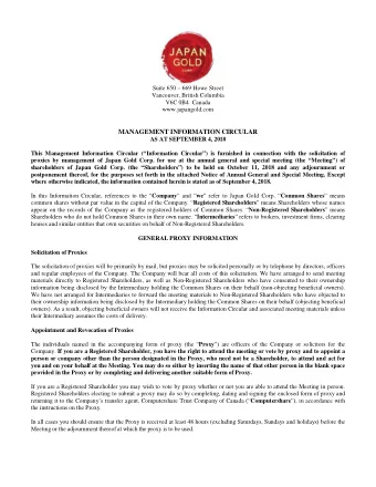 Suite 650  669 Howe Street  Vancouver, British Columbia  V6C 0B4  Canada  www.japangold.com