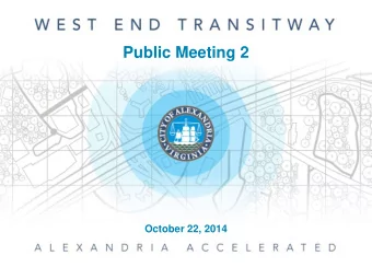 Public Meeting 2  October 22, 2014  MEETING AGENDA    Project Progress  1  2    Workshop
