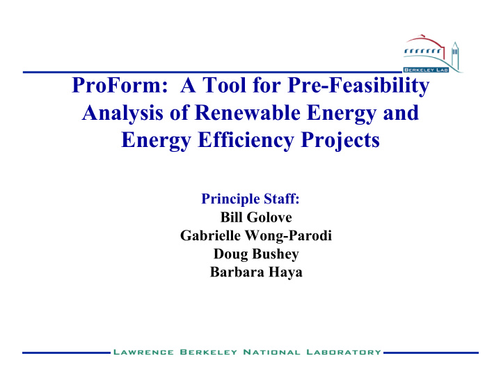 proform a tool for pre feasibility analysis of renewable