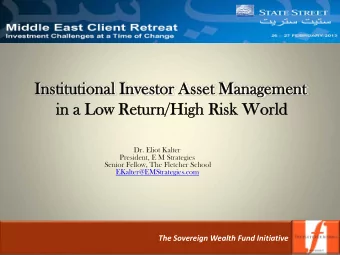 Institutional Investor Asset Management  Institutional Investor Asset Management  in a Low