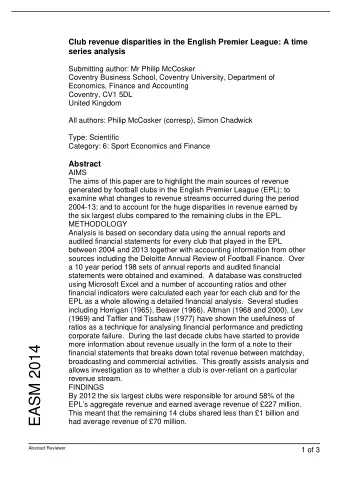 EASM 2014  financial statements that breaks down total revenue between matchday,  broadcasting and