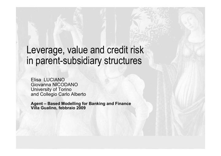 leverage value and credit risk in parent subsidiary