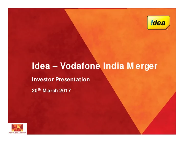 idea vodafone india m erger