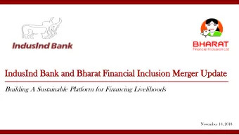 Ind  ndusInd  sInd Bank  nk and  nd Bha  harat  rat Fi  Fina  nancial  ncial Inc  nclusion  usion