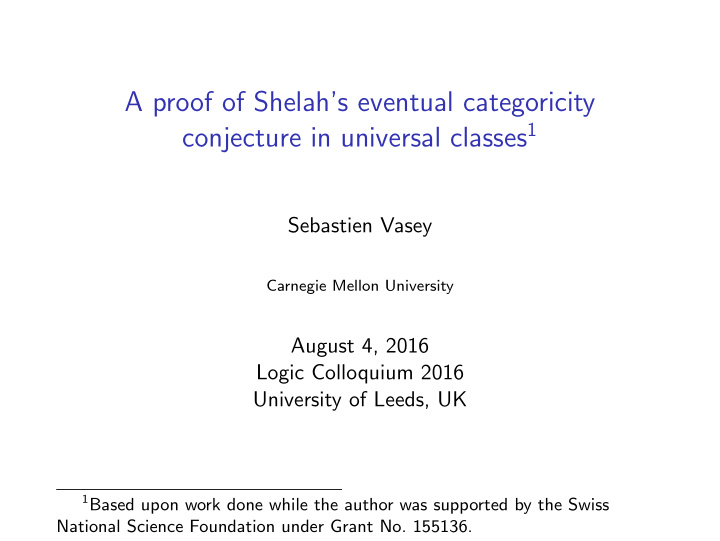 a proof of shelah s eventual categoricity