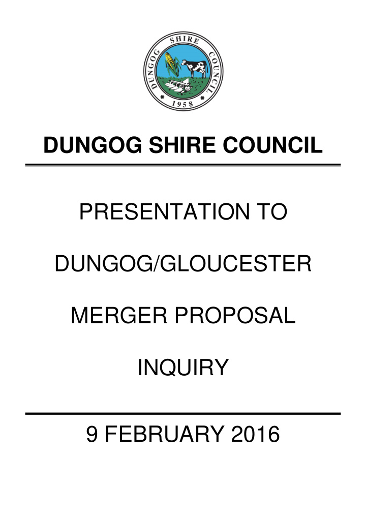 dungog shire council presentation to