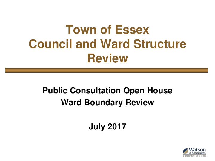 town of essex council and ward structure review