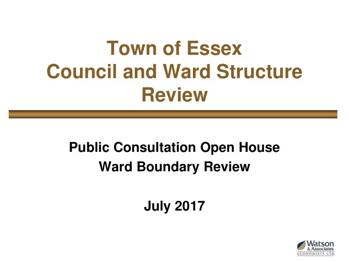 town of essex council and ward structure review