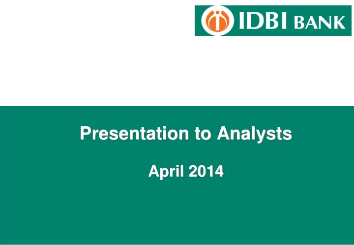 presentation to analysts