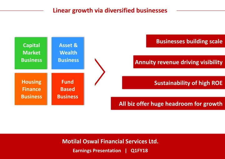 linear growth via diversified businesses