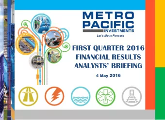 FINANCIAL RESULTS  ANALYSTS BRIEFING 4 May 2016  1  DISCLA  CLAIM  IMER  ER  This presentation