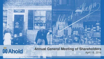 Annual General Meeting of Shareholders  April 19, 2016  Jan Hommen  Chairman Supervisory Board